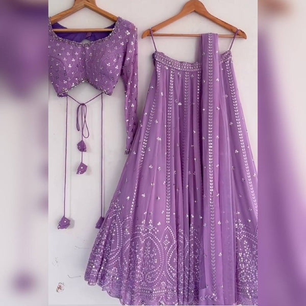 Purple Colour Embroidered Lehenga Choli