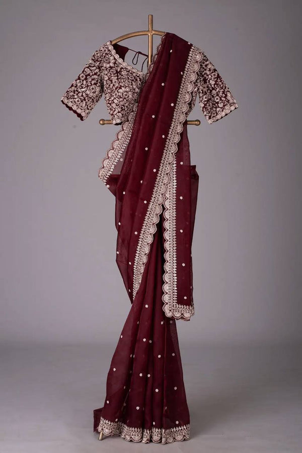 Shimmering in Maroon Grace Saree