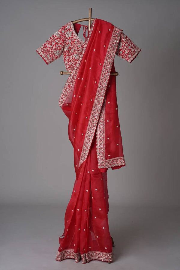 Shimmering in Red Grace Saree